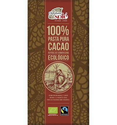 Ciocolata neagra BIO 100% cacao, 90g Chocolates